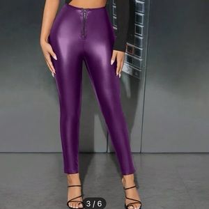 Purple leather pants